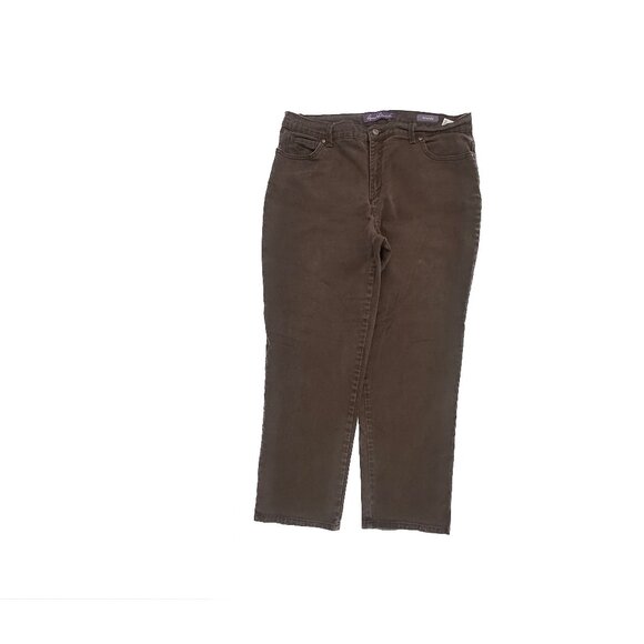 Gloria Vanderbilt Amanda Straight Leg Women's size 16P Brown Denim Jeans - Picture 1 of 5